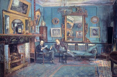 Dante Gabriel Rossetti lisant un poème à Theodore Watts-Dunton dans le salon - Henry Treffry Dunn