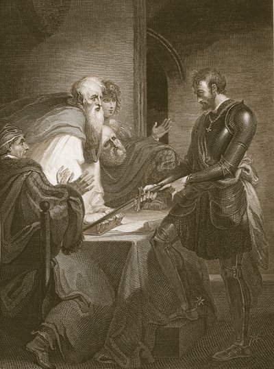 Earl Warenne justifiant les titres de ses domaines, gravé par J. Fittler, illustration de 
