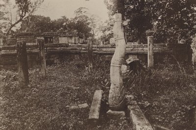 Villes en ruines de Ceylan : colonne arrondie curieuse et ruines - Henry W. Cave