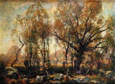Figure dans un paysage boisé - Henry Ward Ranger