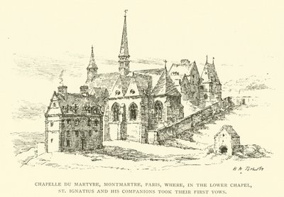 Chapelle du Martyre, Montmartre, Paris, où, dans la chapelle inférieure, Saint Ignace et ses compagnons ont prononcé leurs premiers vœux (gravure) - Henry William Brewer