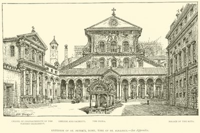 Extérieur de Saint-Pierre, Rome, époque de Saint Ignace (gravure) - Henry William Brewer
