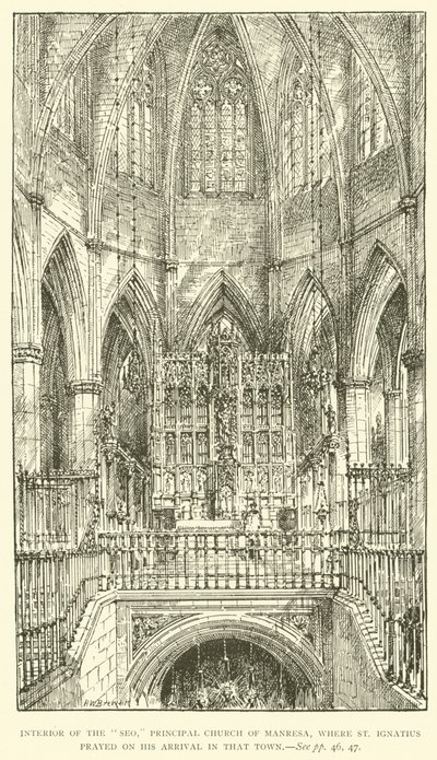 Intérieur de la "Seo", église principale de Manresa, où Saint Ignace a prié à son arrivée dans cette ville - Henry William Brewer