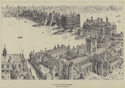 Vieux pont de Londres, depuis le sud - Henry William Brewer