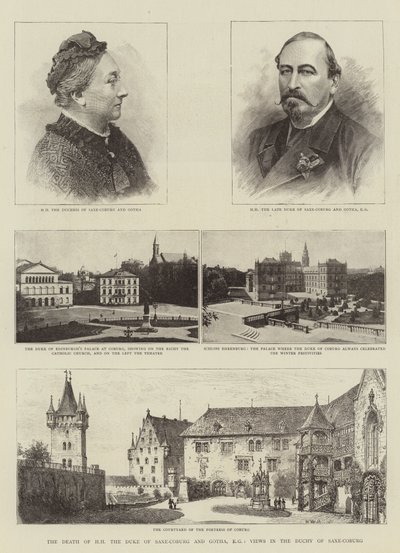 La mort de S.A.S. le duc de Saxe-Cobourg et Gotha, KG, vues dans le duché de Saxe-Cobourg - Henry William Brewer