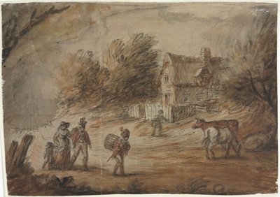 Scène de campagne avec soldats - Henry William Bunbury