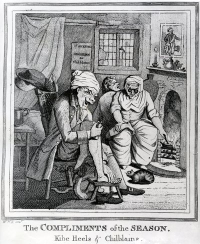 Les Compliments de la saison, Kibe Heels et Chillblains, c.1785 - Henry William Bunbury