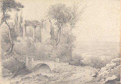 Paysage avec ruines et pont - Henry William Burgess