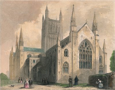 Cathédrale de Worcester, vue nord-ouest, 1836 - Henry Winkles