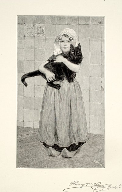 Fille avec chat - Henry Wolf