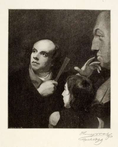 John Flaxman modelant le buste de William Hayley - Henry Wolf