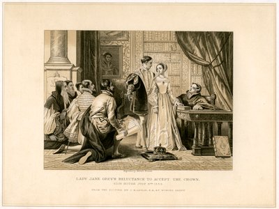 La réticence de Lady Jane Grey à accepter la couronne, XIXe siècle - Herbert Bourne