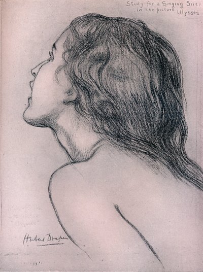 Étude pour une sirène chantante, vers 1909 - Herbert James Draper