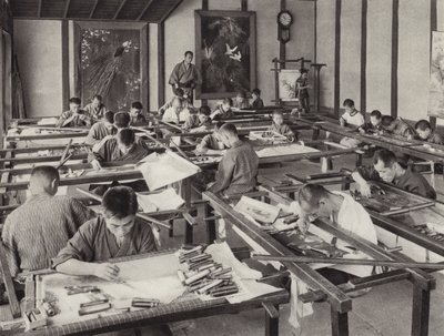 Japon dans les années 1920 : École de broderie à Kyoto - Herbert Ponting