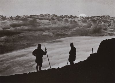 Coucher de soleil depuis le sommet du Fuji - Herbert Ponting