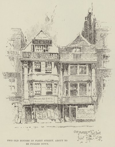 Deux vieilles maisons dans Fleet Street, sur le point d