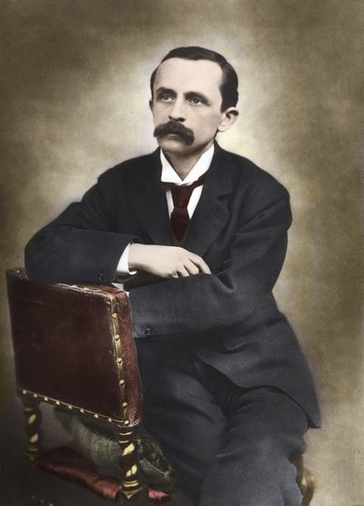 Portrait de J.M. Barrie photographié par Barraud en 1893 - James Matthew Barrie (1860-1937), écrivain écossais, créateur de Peter Pan - Photographie colorée - Herbert Rose Barraud
