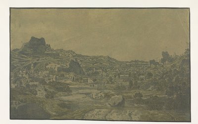 Vallée avec une rivière et une ville avec quatre tours - Hercules Segers