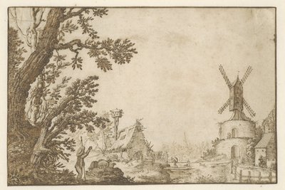 Paysage avec un moulin sur un bastion - Herman Breckerveld