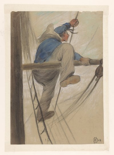 Matelot dans le gréement - Herman Heijenbrock (signed by artist)