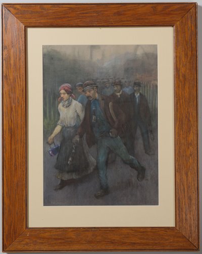 Mineurs marchant avec la femme d