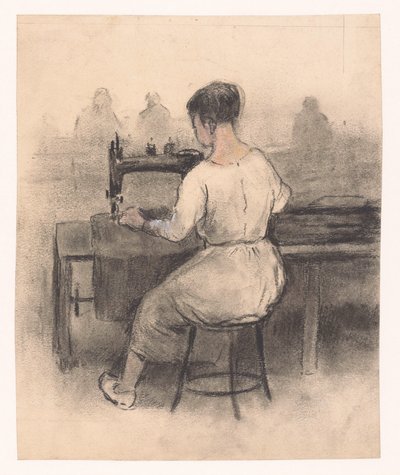 Femme à la machine à coudre - Herman Heijenbrock