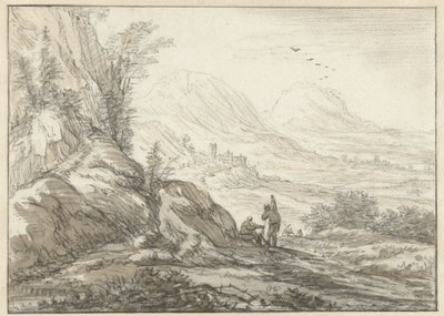 Paysage de montagne avec vue sur une vallée - Herman Saftleven