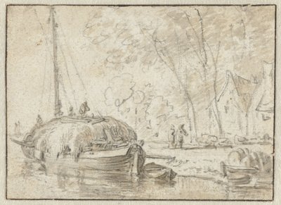 Bateau de foin au bord d