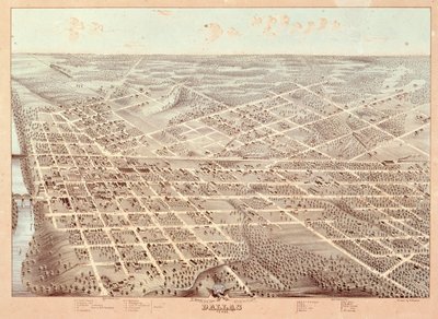Plan de rue de Dallas, Texas, 1872 - Herman attr. to Brosius