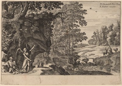 Élie dans le désert - Herman van Swanevelt