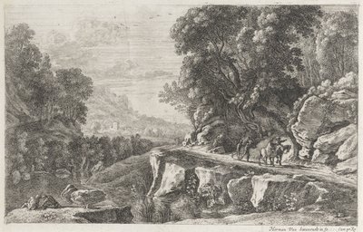 Landschap met twee ruiters - Herman van Swanevelt