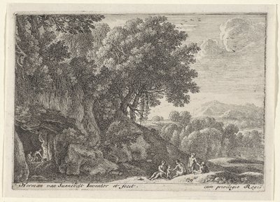 Satyres autour du feu dans une grotte - Herman van Swanevelt