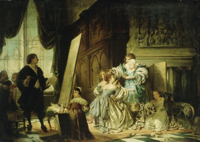 Van Dyck dans son atelier peignant un portrait de Charles, prince de Galles, fils de Charles Ier, 1876 - Hermann Schneider