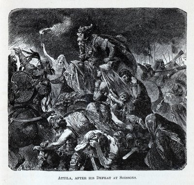 Attila après sa défaite à Soissons, 1882 - Hermann Vogel