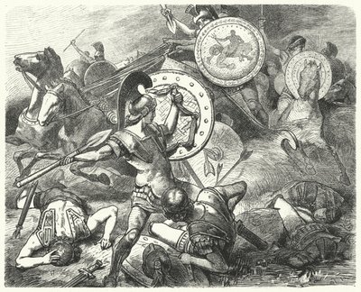 Épaminondas sauvant la vie de Pélopidas à la bataille de Mantinée, 385 av. J.-C. - Hermann Vogel