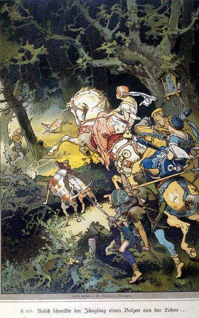 Illustration de Vogel pour un conte des frères Jacob (1785-1863) et Wilhelm (1786-1859) Grimm - Hermann Vogel