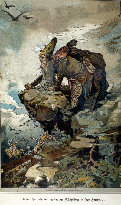 Illustration de Vogel pour un conte des frères Jacob (1785-1863) et Wilhelm (1786-1859) Grimm - Hermann Vogel