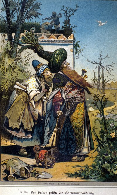 Illustration de Vogel pour le conte des frères Jacob (1785-1863) et Wilhelm (1786-1859) Grimm : « Le Vieux Sultan » - Hermann Vogel