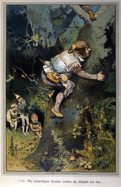 Le garçon audacieux était la risée de tous. Conte des frères Jacob Grimm (1785-1863) et Wilhelm Grimm (1786-1859). Illustration de Vogel. - Hermann Vogel