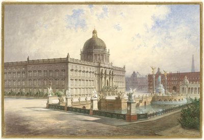 Le Berliner Stadtschloss. Vue de la façade du palais depuis le pont du palais, 1886 - Hermann Ziller