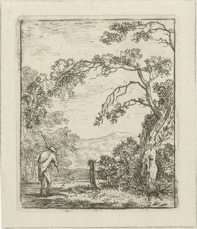 Paysage avec homme avec sac à dos - Hermanus Fock