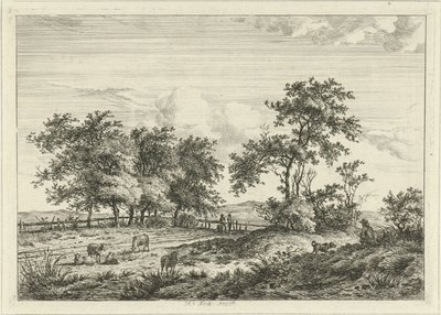 Paysage avec dessinateur et chien - Hermanus Fock