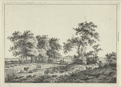 Paysage avec dessinateur et chien - Hermanus Fock