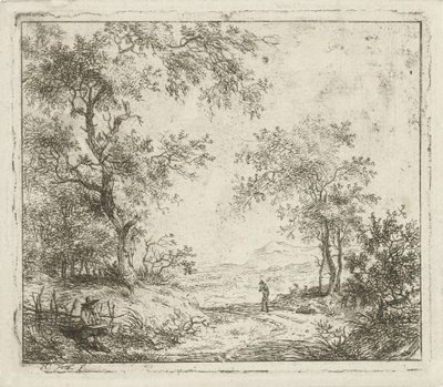 Paysage avec dessinateur et promeneur - Hermanus Fock