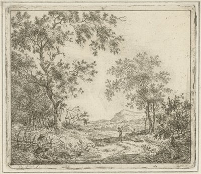 Paysage avec dessinateur et promeneur - Hermanus Fock