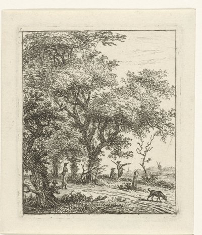 Paysage avec femme et chien - Hermanus Fock
