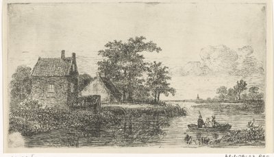Trois hommes dans un bateau - Hermanus Jan Hendrik van Rijkelijkhuysen