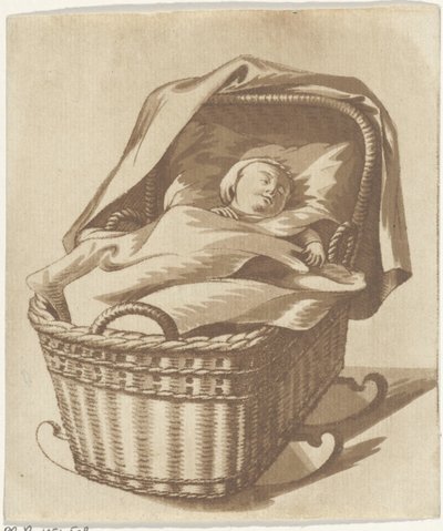 Bébé endormi dans un berceau - Hermanus Numan