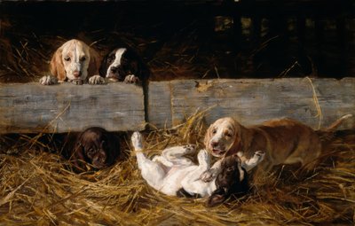 H. Biedermann-Arendts, Chiots jouant - Hermine Biedermann Arendt