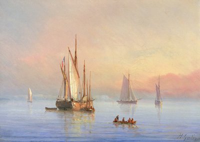 Navires au calme - Herminie or Henriette Gudin